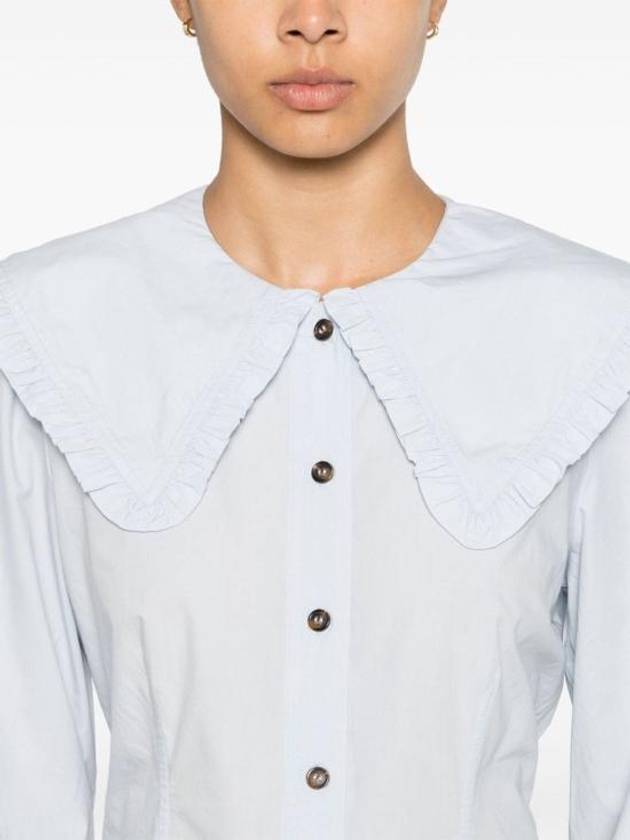 Poplin Frill Collar Shirt Blouse Heather - GANNI - BALAAN 4