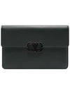 V Logo Clutch Bag Dark Green - VALENTINO - BALAAN 2