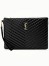 Gold Monogram Matelasse Clutch Bag Black - SAINT LAURENT - BALAAN 2