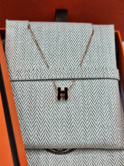 Mini Pop H Pendant Rose Gold & Noir - HERMES - BALAAN 2