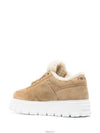 Triangle Logo Shearling Suede Low-Top Sneakers Ecru - PRADA - BALAAN 5