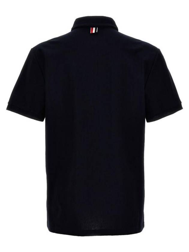 RWB Stripe Polo Shirt Navy - THOM BROWNE - BALAAN 3