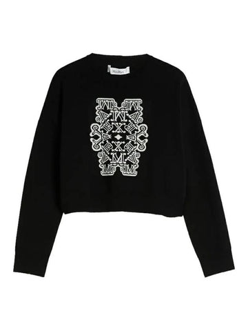 Logo Wool Crop Knit Top Black - MAX MARA - BALAAN 1