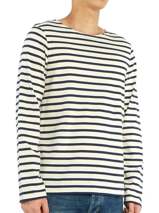 Minquiers Modern Stripe Long Sleeve T-Shirt Ecru Marine - SAINT JAMES - BALAAN 5