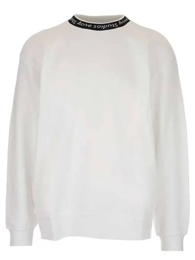 Logo Neck Brushed Sweatshirt Optic White - ACNE STUDIOS - BALAAN.