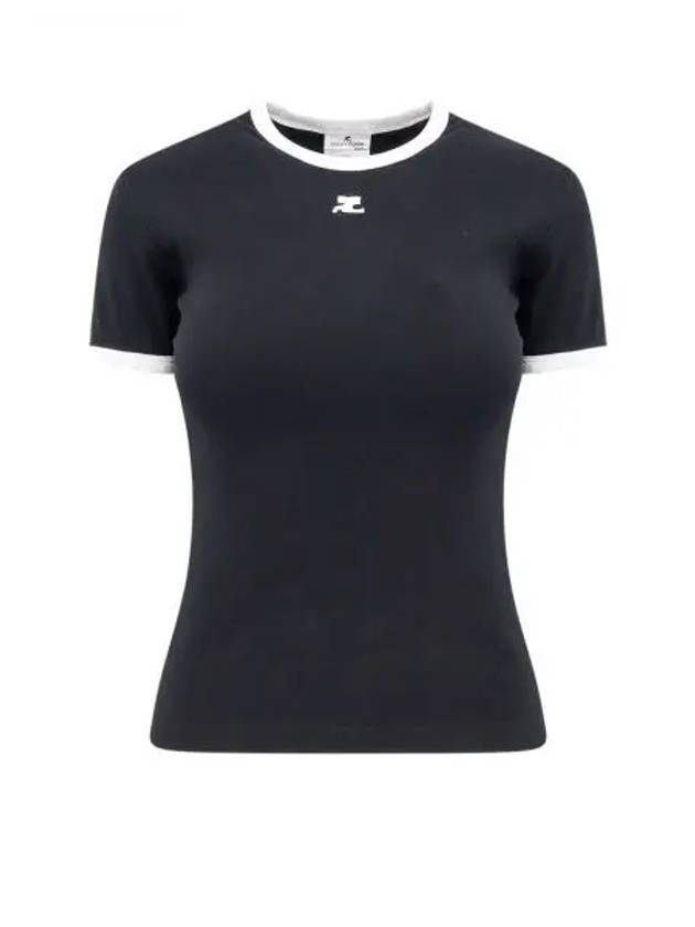 Bumpy Contrast Re-Edition Short Sleeve T-Shirt Black - COURREGES - BALAAN 2