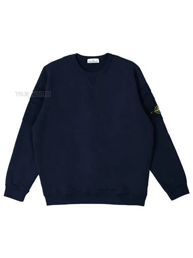 Garment Dyed Double Pocket Brushed Cotton Fleece Sweatshirt Navy - STONE ISLAND - BALAAN 2