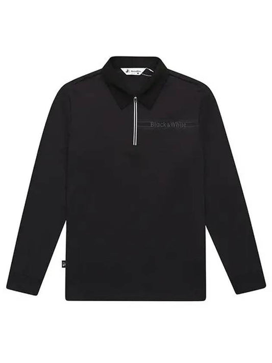 Woven Eri Half Zip Up T-Shirt 9104GZSPBLACK - BLACK&WHITE - BALAAN 2