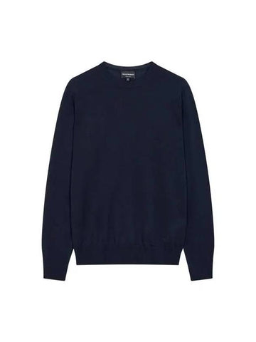 Men s long sleeve wool crew neck knit navy 271196 - EMPORIO ARMANI - BALAAN 1