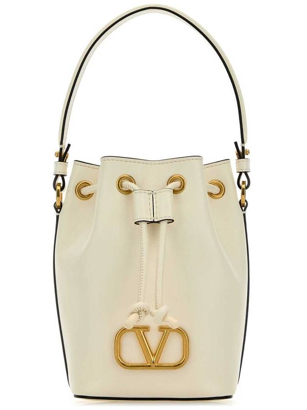 V Logo Signature Nappa Leather Bucket Bag Ivory - VALENTINO - BALAAN 2