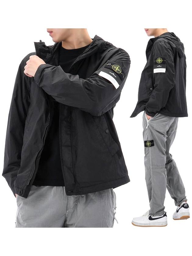 4100092 Crinkle Reps R-NY Wind Resistant Anti Drop Hooded Jacket Black - STONE ISLAND - BALAAN 2