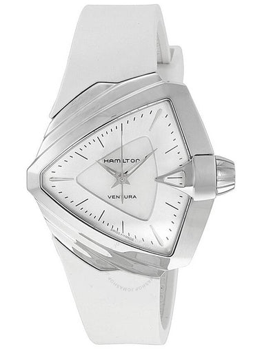 Hamilton Ventura Silver Dial White Rubber Ladies Watch H24251391 - HAMILTON - BALAAN 1