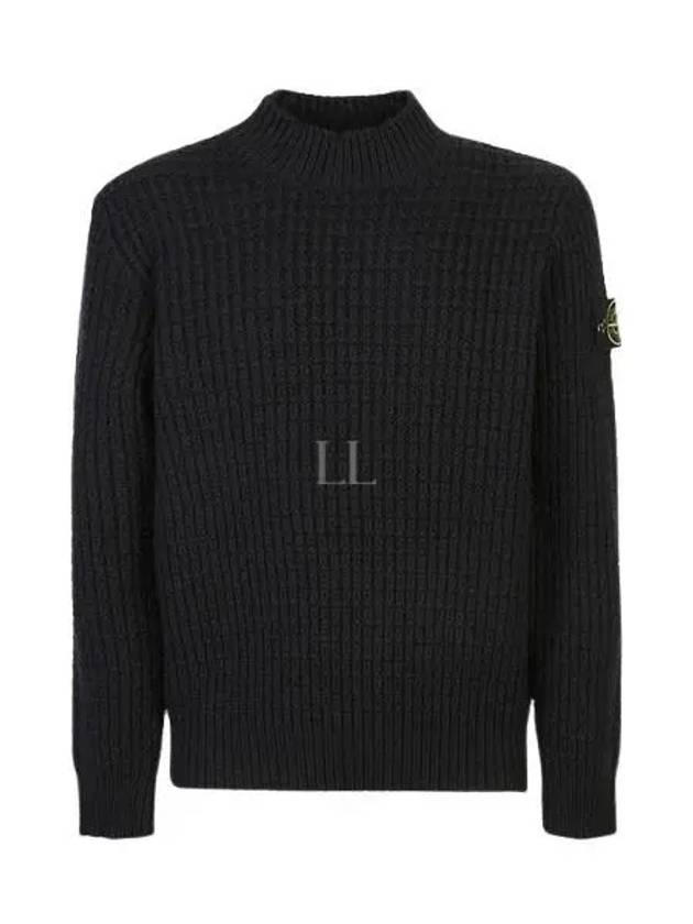 Compass Badge 3D Knit Top Black - STONE ISLAND - BALAAN 2