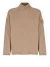 Ghost Piece Mock Neck Virgin Wool Knit Top Beige - STONE ISLAND - BALAAN 1