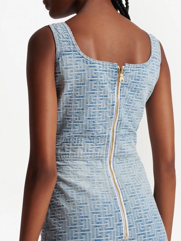 Monogram denim short dress blue - BALMAIN - BALAAN 6