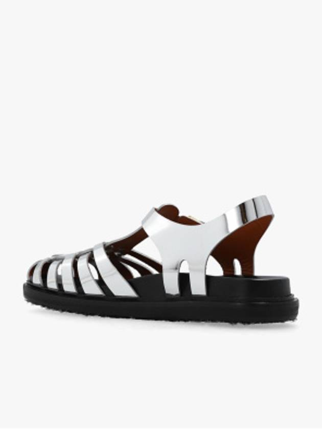 Mirror Leather Fisherman Sandals Silver - MARNI - BALAAN 6