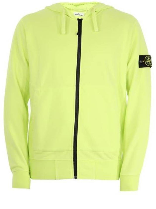 Men's Waffen Patch Fleece Zip Up Hoodie Lime - STONE ISLAND - BALAAN 1