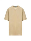 Triangle Logo Short Sleeve T-Shirt Beige - PRADA - BALAAN 2