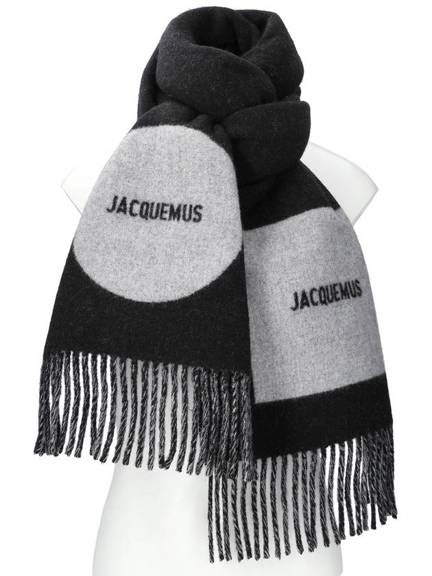 Logo Detail Fringe Muffler Black - JACQUEMUS - BALAAN 2