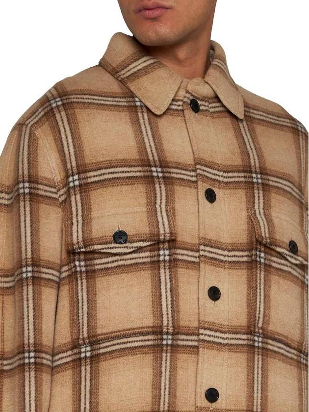 Kervon Check Wool Shirt Jacket Camel - ISABEL MARANT - BALAAN 5