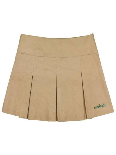 SOFT TOUCH WARM PLEATS Soft brushed embroidery pleated skirtDBEIGE - MONBIRDIE GOLF - BALAAN 2