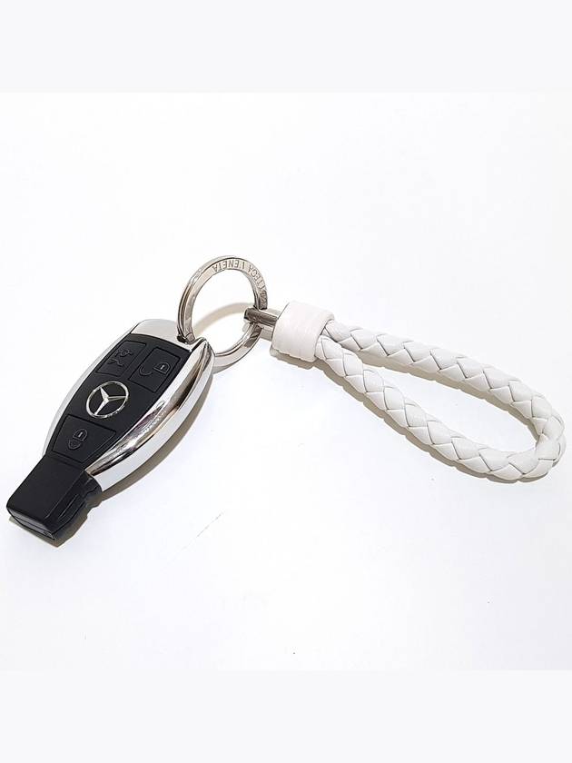 Intrecciato Leather Key Holder White - BOTTEGA VENETA - BALAAN 6