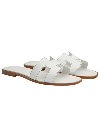 Oran Calfskin Slippers Blanc - HERMES - BALAAN 2