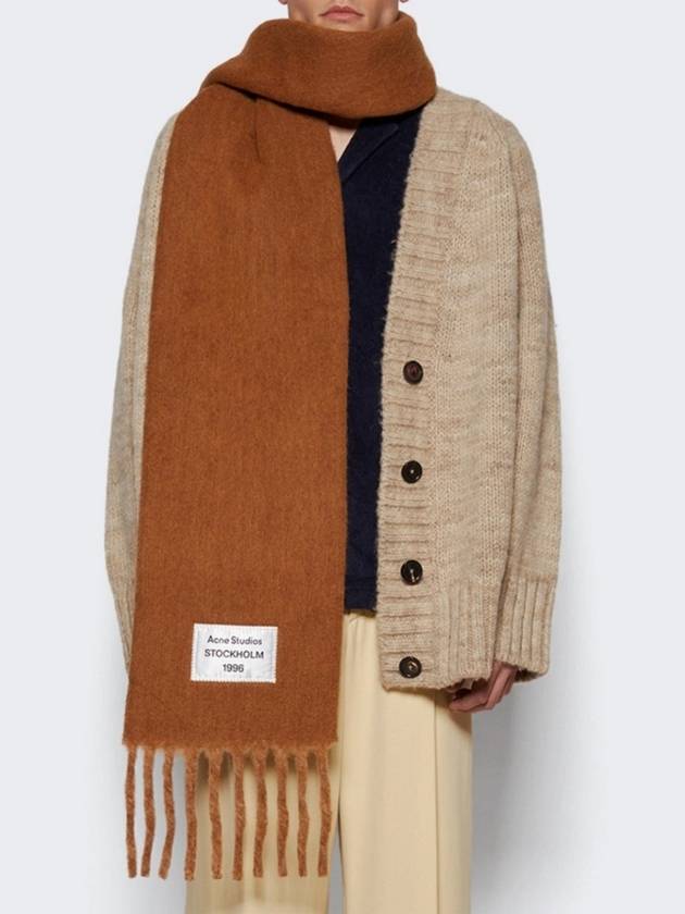 Logo Patch Fringe Muffler Brown - ACNE STUDIOS - BALAAN 4