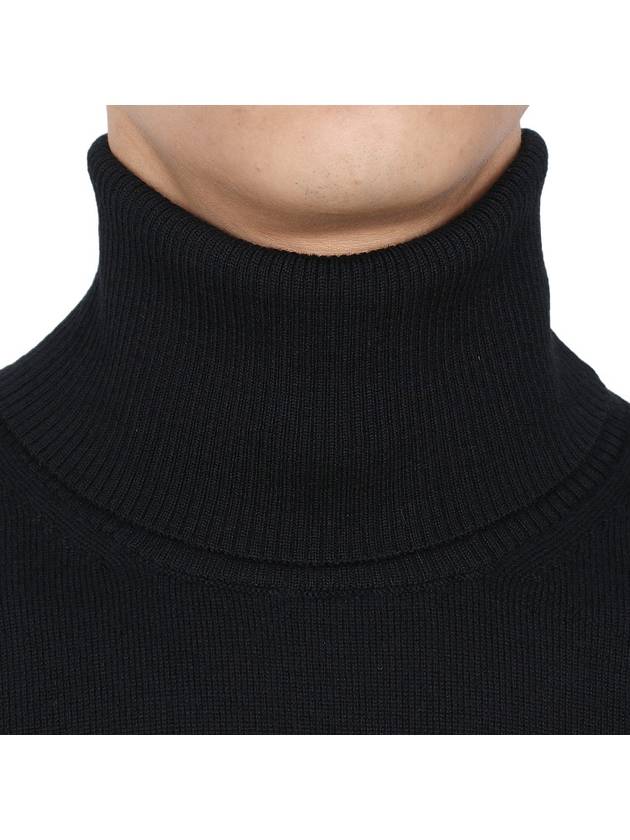 Men's Heart Logo Wool Turtleneck Black - AMI - BALAAN 7