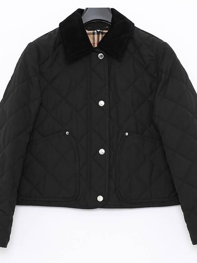 Striped point cropped quilted jacket black - BURBERRY - BALAAN 4