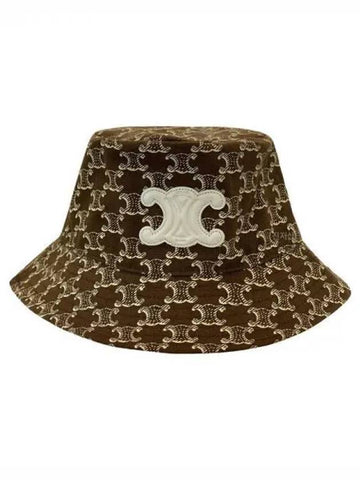 Triomphe bucket hat dark brown cream 39535832 1038310 - CELINE - BALAAN 1