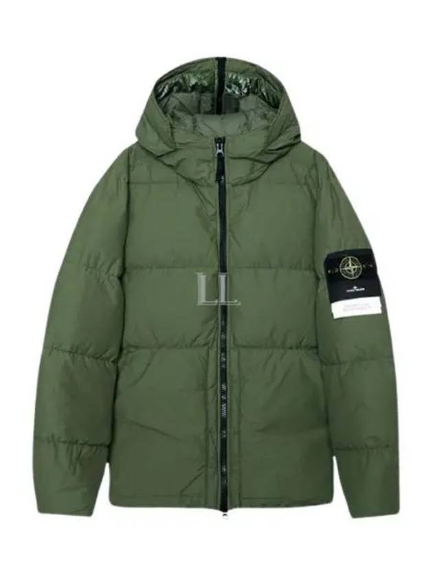 Naslan Light Watro Down Hooded Padding Olive Green - STONE ISLAND - BALAAN 2