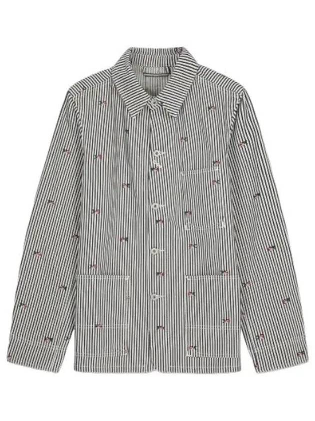 Pixel Stripe Denim Workwear Jacket Rinse Blue Jumper - KENZO - BALAAN 1