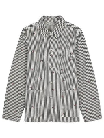 Pixel Stripe Denim Workwear Jacket Rinse Blue Jumper - KENZO - BALAAN 1