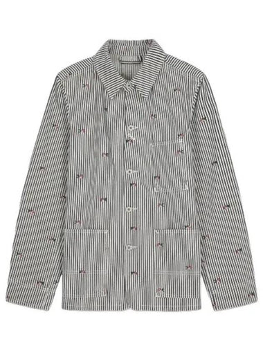 Pixel Stripe Denim Workwear Jacket Rinse Blue - KENZO - BALAAN 1