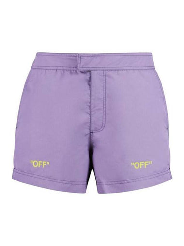 Logo Printing Swim Shorts Purple - OFF WHITE - BALAAN 1