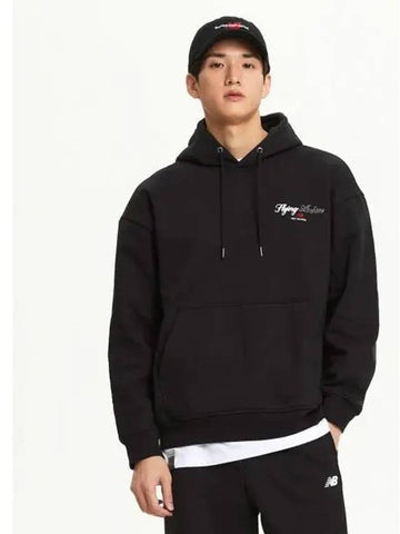 NBN0E41903 UNI flying brushed hoodie BLACK - NEW BALANCE - BALAAN 1