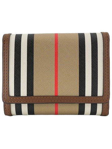 Lancaster Striped Half Wallet Tan - BURBERRY - BALAAN 1