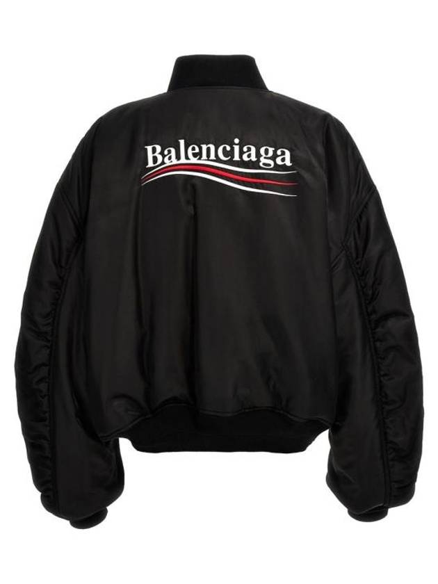 Embroidered Logo Bomber Jacket Black - BALENCIAGA - BALAAN 3