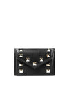 Women's Studded Calfskin Half Wallet Black - VALENTINO - BALAAN 2