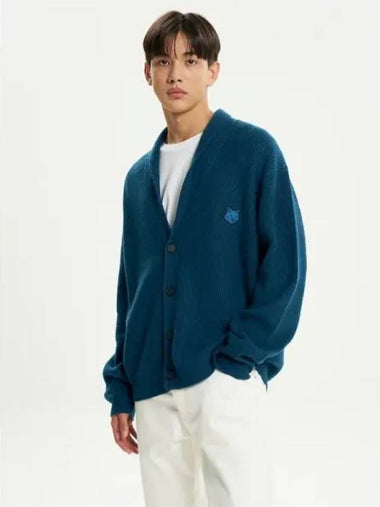 Men s bold foxhead patch comfort pleated spring and fall cardigan sapphire domestic product - MAISON KITSUNE - BALAAN 1