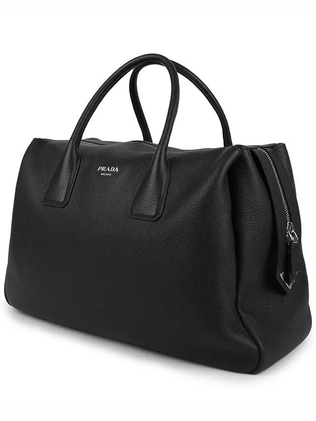 Logo Leather Travel Duffel Bag Black - PRADA - BALAAN 3