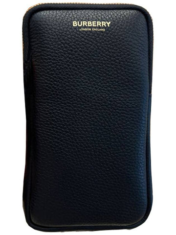 Phone pouch cross bag 80840401 black leather gold logo - BURBERRY - BALAAN 1