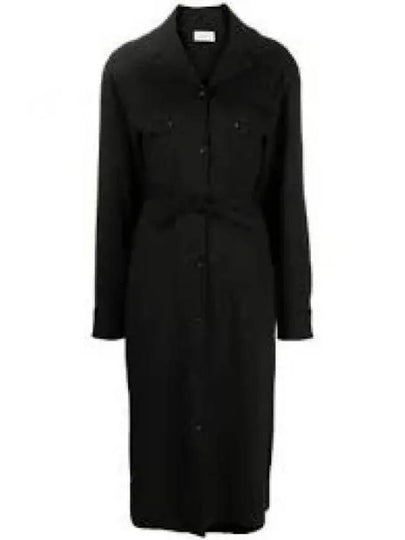 Two Pocket Shirt Belt Cotton Long Dress Black - LEMAIRE - BALAAN 2