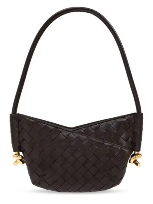 Solstice Intrecciato Mini Leather Shoulder Bag Dark Brown - BOTTEGA VENETA - BALAAN 2