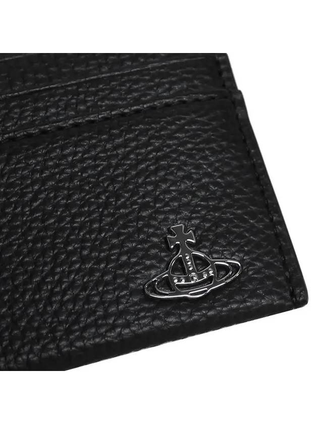 ORB Logo Grain Leather Slim Card Wallet Black - VIVIENNE WESTWOOD - BALAAN 4