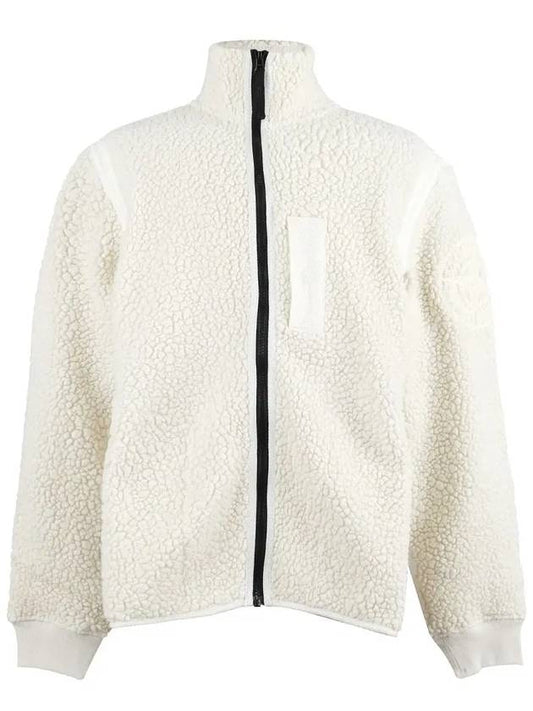 Men's Wool Zip-up Jacket Natural White - STONE ISLAND - BALAAN.