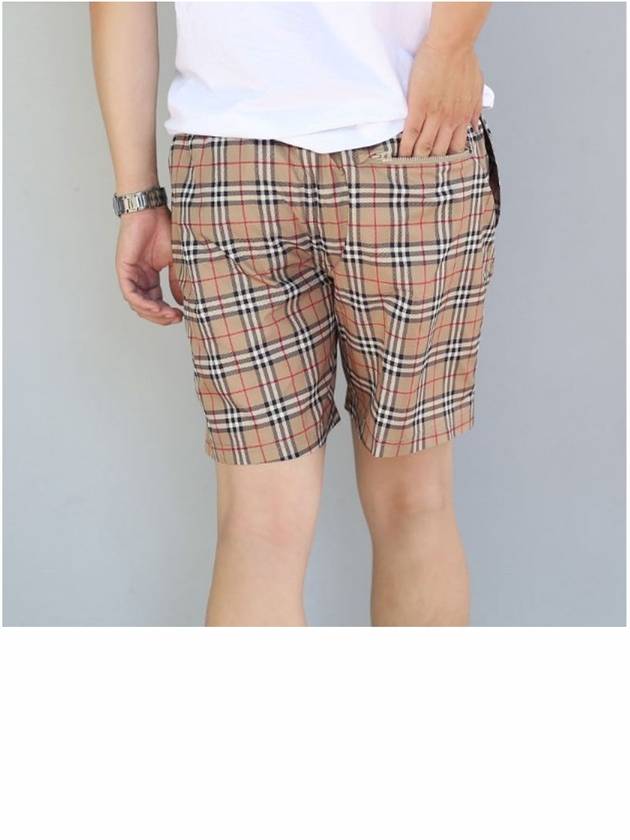 Men's Small Scale Check Drawstring Swim Shorts Beige - BURBERRY - BALAAN 5