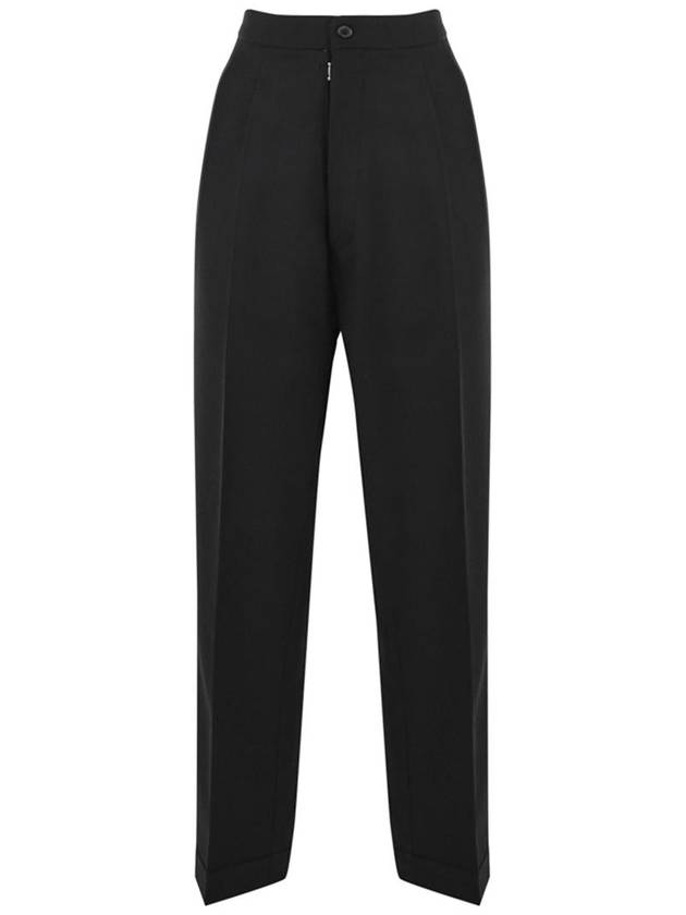 Women's Herringbone Wool Pleated Straight Pants Black - MAISON MARGIELA - BALAAN 2