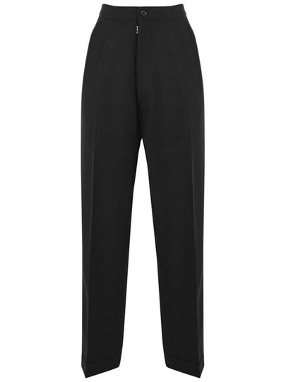 Women's Herringbone Wool Pleated Straight Pants Black - MAISON MARGIELA - BALAAN 2